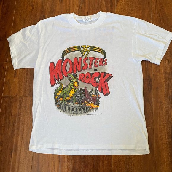 Van Halen Vintage Monsters of Rock Tour 1988 Single Stitch T-Shirt White sz XL - Picture 1 of 9